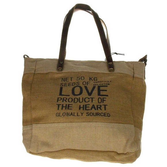 Myra Bag Sustainable Organic Jute Bag Handbag Tan Eco Friendly Up Cycle Zipper - Picture 3 of 8